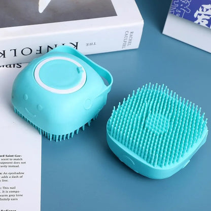 Silicone Bath Scrubber with Refillable Soap Dispenser